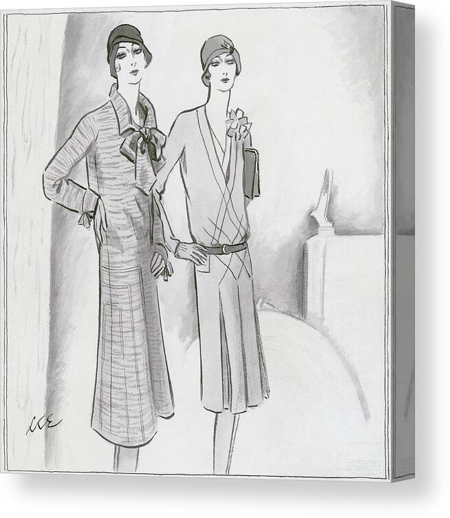 Fashion Canvas Print featuring the digital art Illustration Of Two Women by Creelman