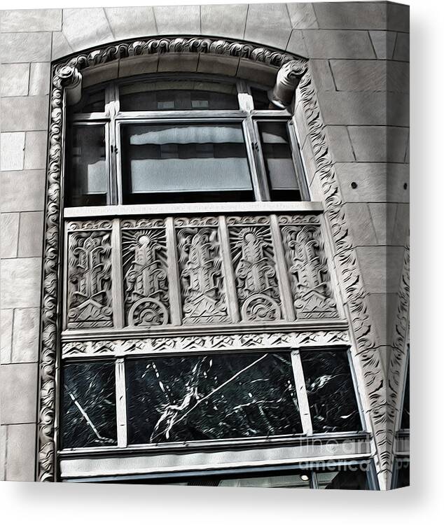 Architectural Detail Canvas Print featuring the painting Kansas City - 12 by Gregory Dyer
