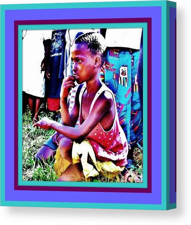 Girl Canvas Print featuring the photograph Kneeling Girl by MarvL Roussan