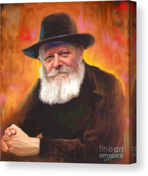 Lubavitcher Rebbe Canvas Print featuring the painting Lubavitcher Rebbe by Sam Shacked