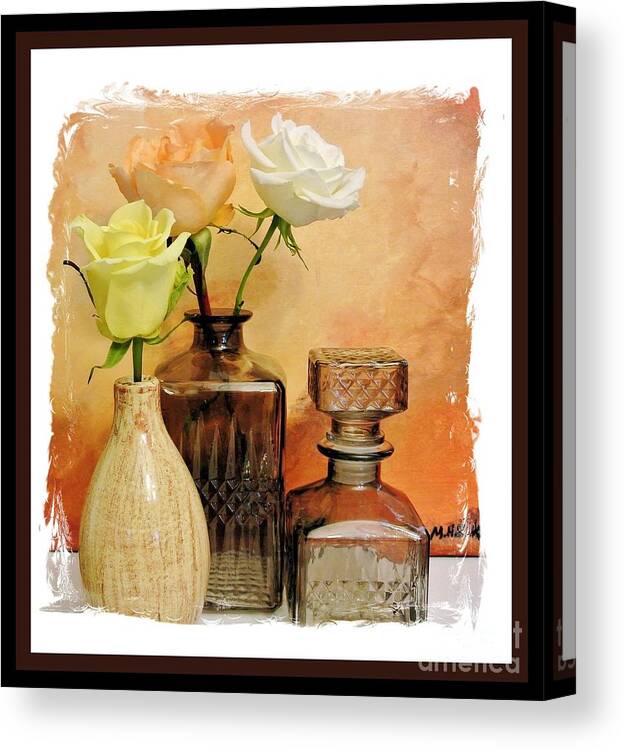 Photo Canvas Print featuring the photograph My Three Roses Still Life by Marsha Heiken