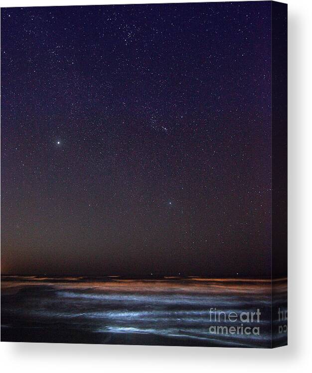 Starry Sky Canvas Print featuring the photograph Night Beach by Martin Konopacki