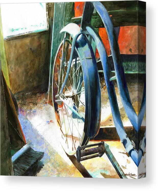 Bicycle Canvas Print featuring the painting Not Forgotten by Andrew King