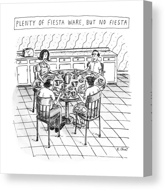 
Plenty Of Fiesta Ware Canvas Print featuring the drawing Plenty Of Fiesta Wear by Roz Chast
