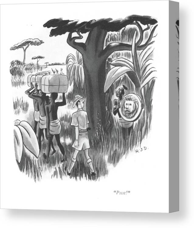 111252 Rda Robert J. Day Canvas Print featuring the drawing Pssst by Robert J Day