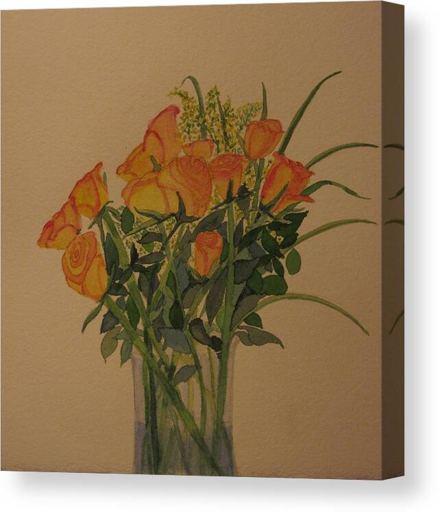 Rose Canvas Print featuring the painting Roses For My Sweetie by David Bartsch