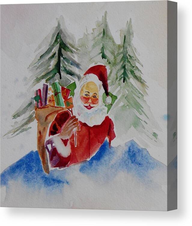 Santa Canvas Print featuring the painting Santa with gifts by Geeta Yerra