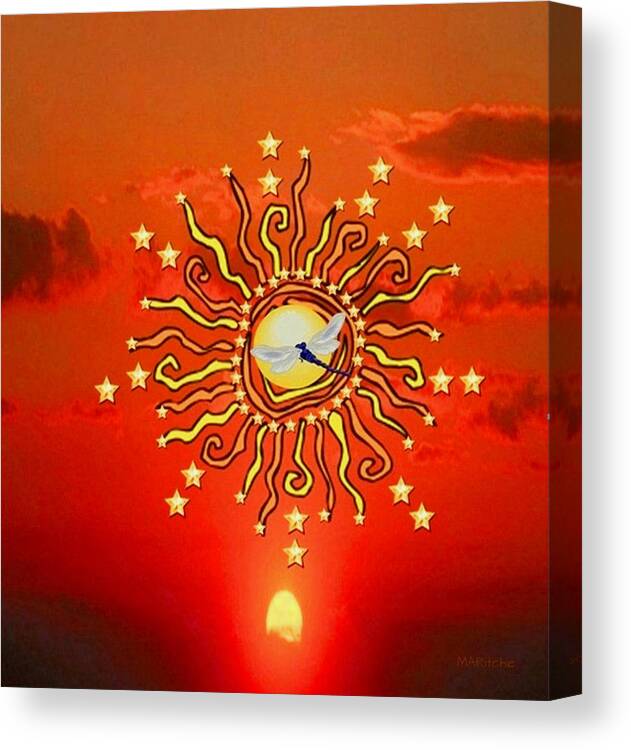 Sun Canvas Print featuring the digital art Shaman Sun by Mary Anne Ritchie