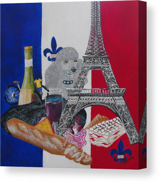 Eiffel Tower Canvas Print featuring the painting Slice of Paris by Susan Bruner