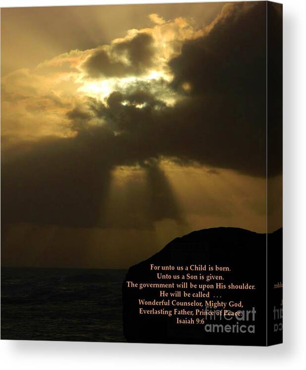 Nature Canvas Print featuring the photograph Sun Rays of Isaiah nine six by Gallery Of Hope 