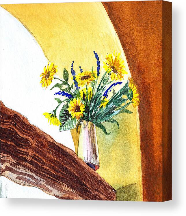 Sunflowers Canvas Print featuring the painting Sunflowers In A Pitcher by Irina Sztukowski