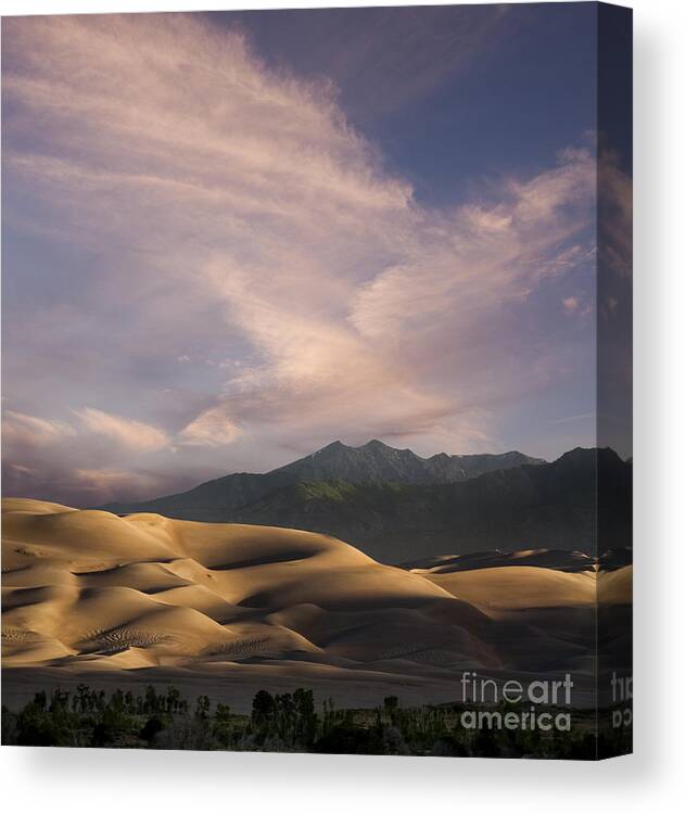 ;barren Canvas Print featuring the photograph Sunrise over the Great Sand Dunes by Keith Kapple