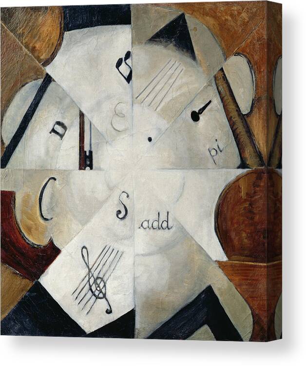 Abstract Canvas Print featuring the photograph Symphony, 1915 Oil On Canvas by Michail Ivanovich Menkov