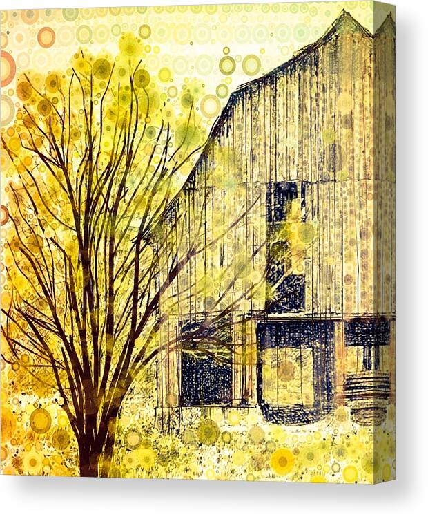 Old Barn In The Pasture Canvas Print featuring the digital art The Barn Where... by Steven Boland