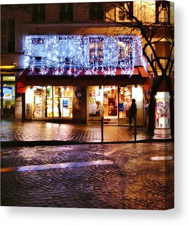 Paris Canvas Print featuring the photograph The Shimmer of Lights in Paris by Jan Moore