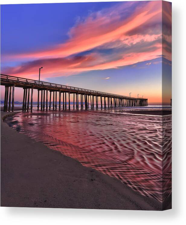 Sunset Canvas Print featuring the photograph The Water Flows Red by Beth Sargent