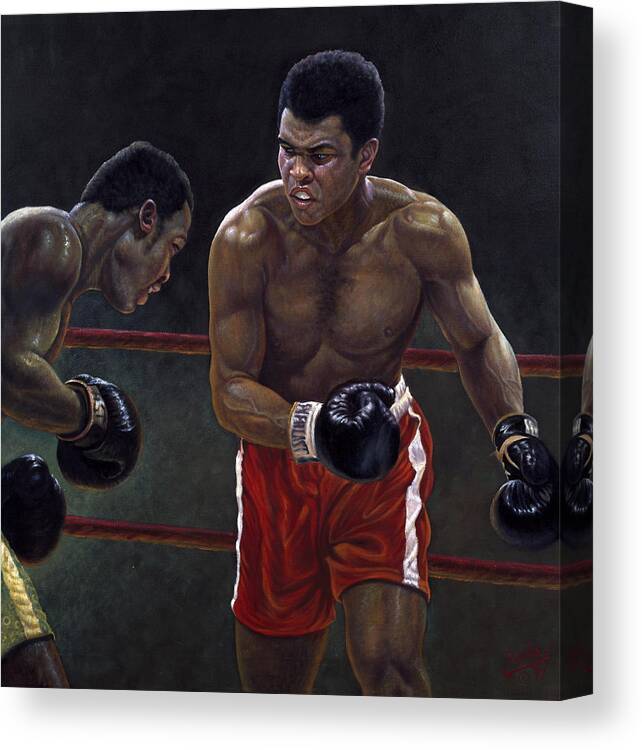 Muhammed Ali Canvas Print featuring the painting Thrilla in Manilla by Gregory Perillo