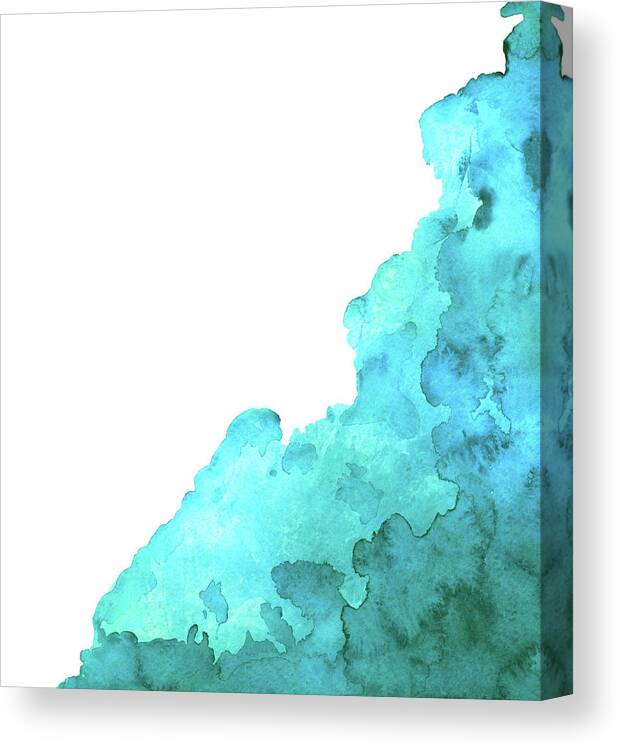 Underwater Canvas Print featuring the digital art Watercolor Blue Green Grunge Paint Stain by Color brush