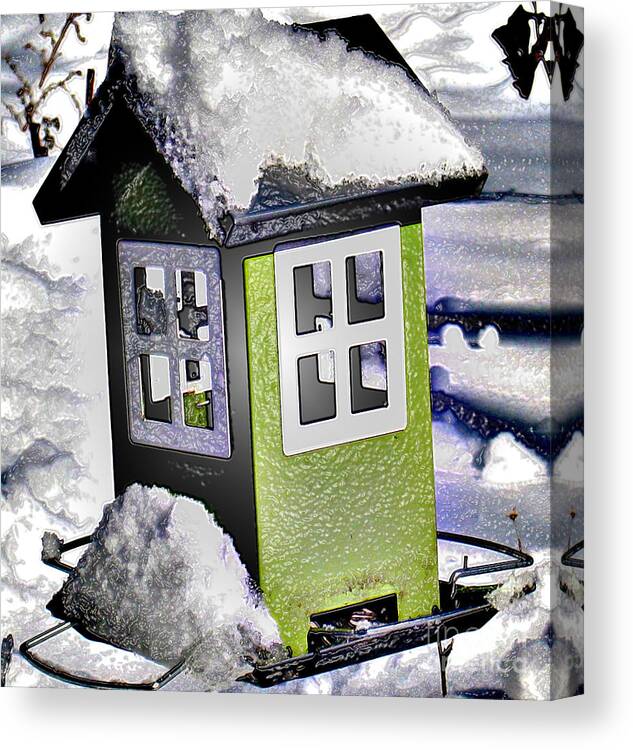 Winter Canvas Print featuring the photograph Winter birdfeeder by Nina Silver