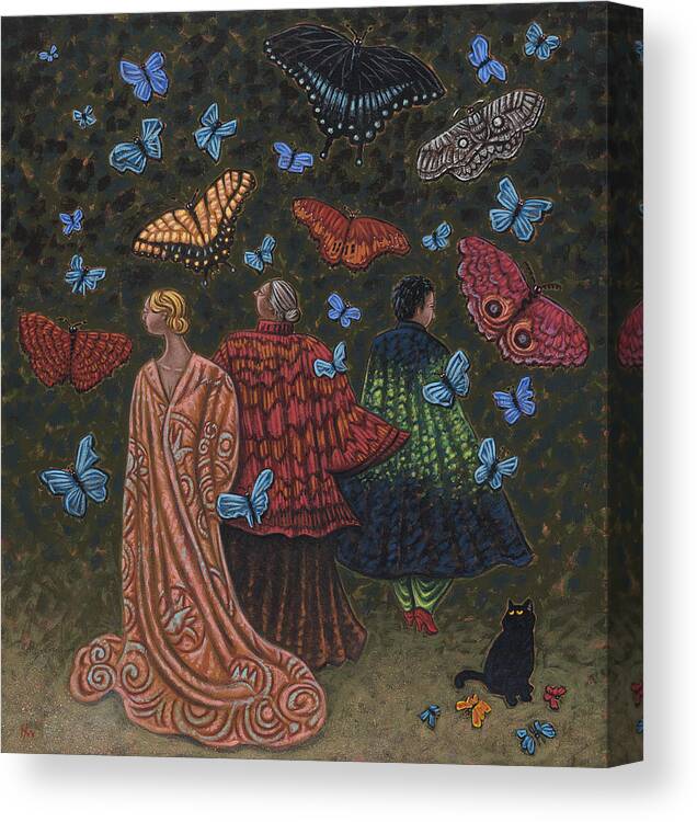 Women Canvas Print featuring the painting Women in Cloaks by Holly Wood