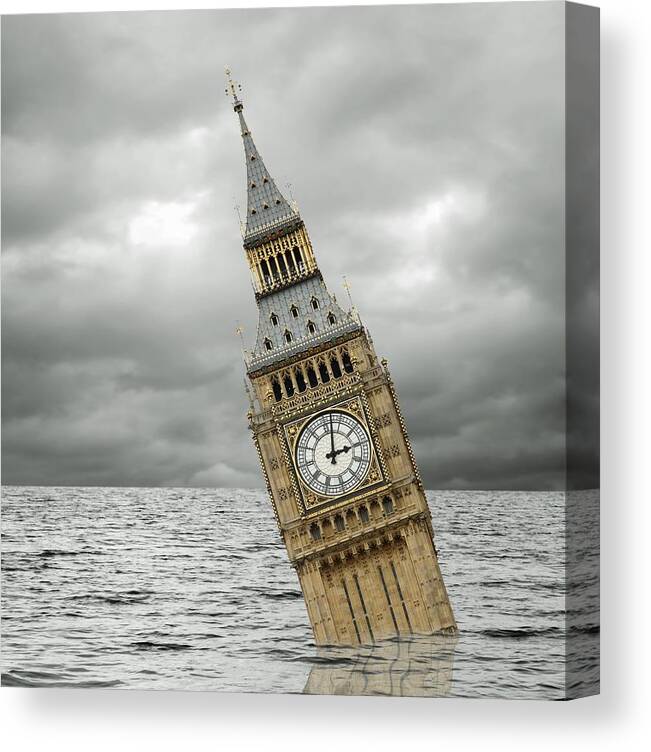 Big Ben Canvas Print featuring the photograph Climate Change, Conceptual Image #1 by Victor De Schwanberg