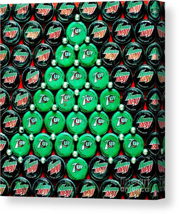 Christmas Canvas Print featuring the mixed media Bottle Caps Christmas Tree by Christopher Shellhammer