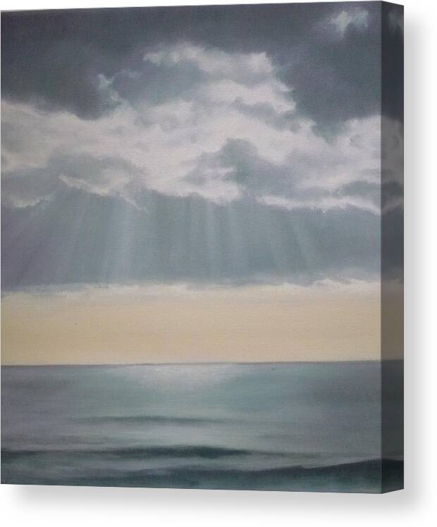 Sea Sky Oil Light Clouds Canvas Print featuring the painting Rays by Caroline Philp