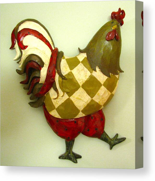 Roosters. Canvas Print featuring the photograph Rooster Boss by Marvin Blatt