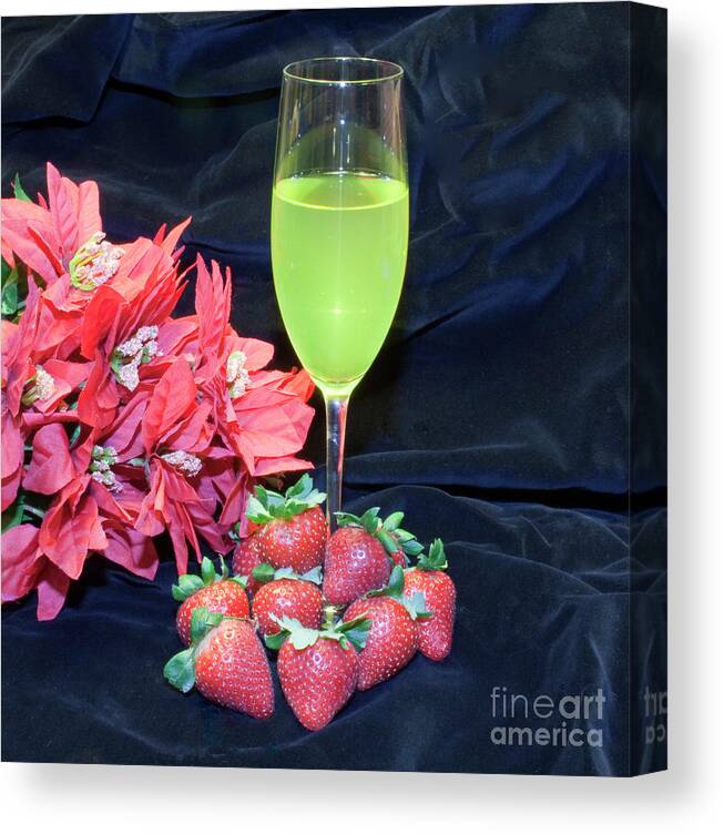 Strawberries Canvas Print featuring the photograph Strawberries and Wine by Michael Waters