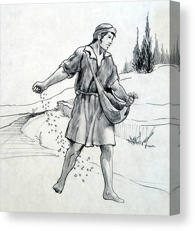 Sower Canvas Print featuring the drawing The Sower by Ron Cantrell