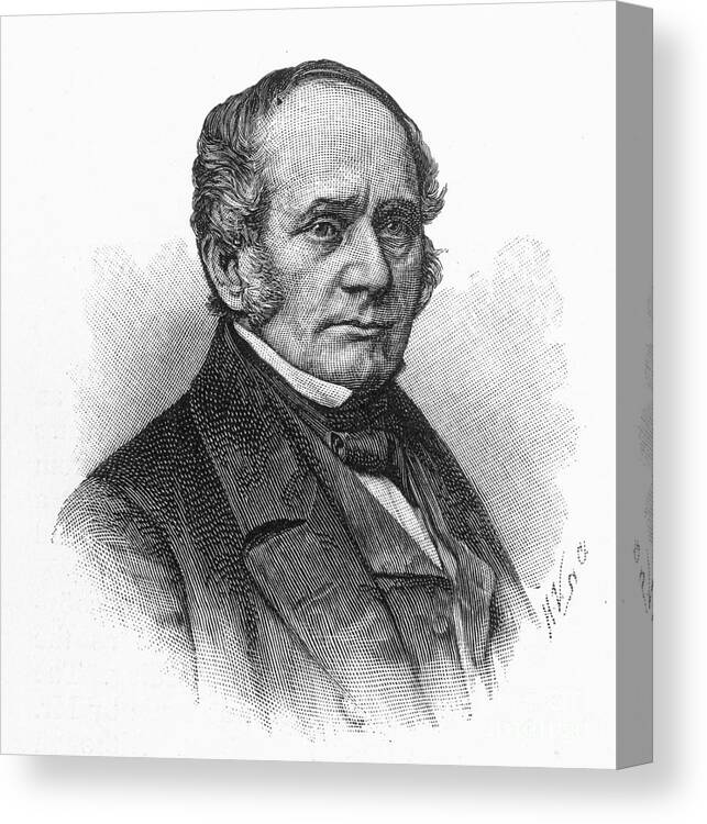 19th Century Canvas Print featuring the photograph THOMAS O. LARKIN (1802-1858). American merchant and California pioneer. Wood engraving, 19th century by Granger