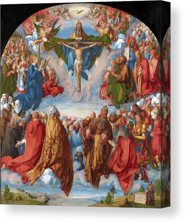  Durer Canvas Print featuring the painting Adoration of the Trinity #2 by Albrecht Durer