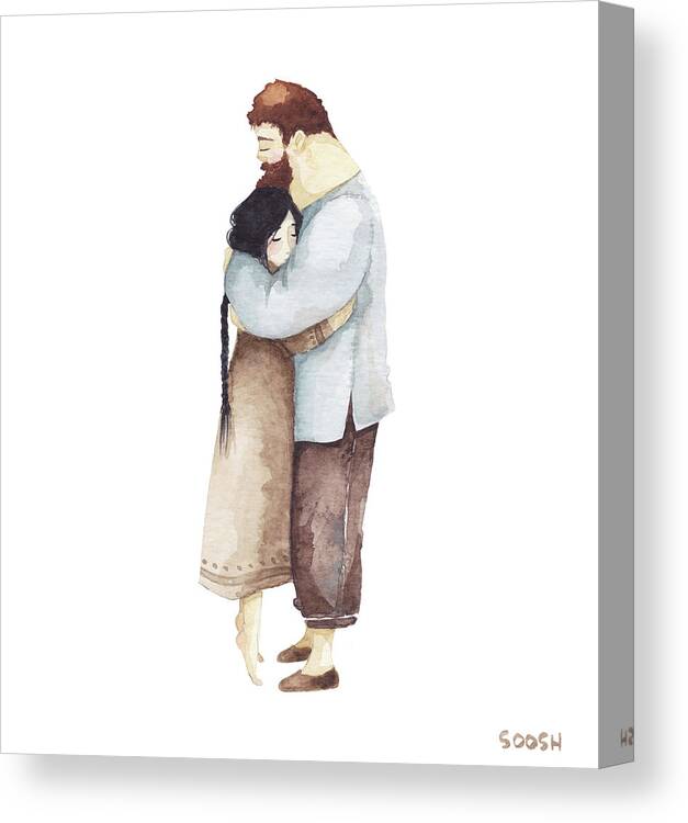 Bysoosh Canvas Print featuring the painting Hug me by Soosh