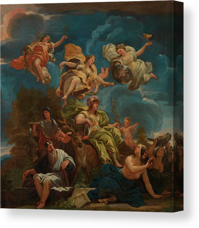 Allegory Of Prudence Canvas Print featuring the painting Allegory of Prudence #3 by Luca Giordano