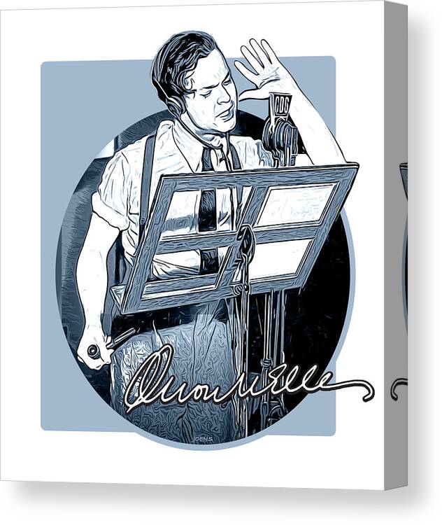 Orson Welles Canvas Print featuring the drawing Orson Welles #2 by Greg Joens