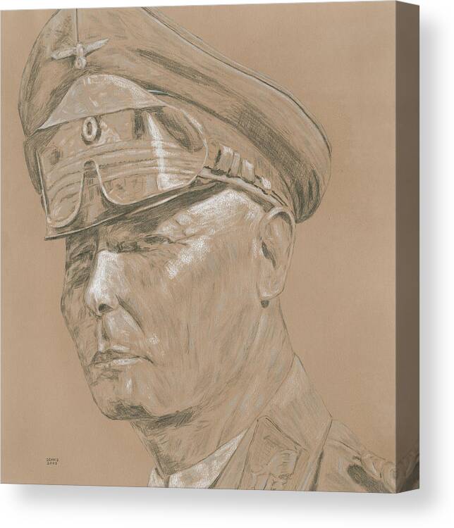 Erwin Rommel Canvas Print featuring the drawing Erwin Rommel #3 by Dennis Larson