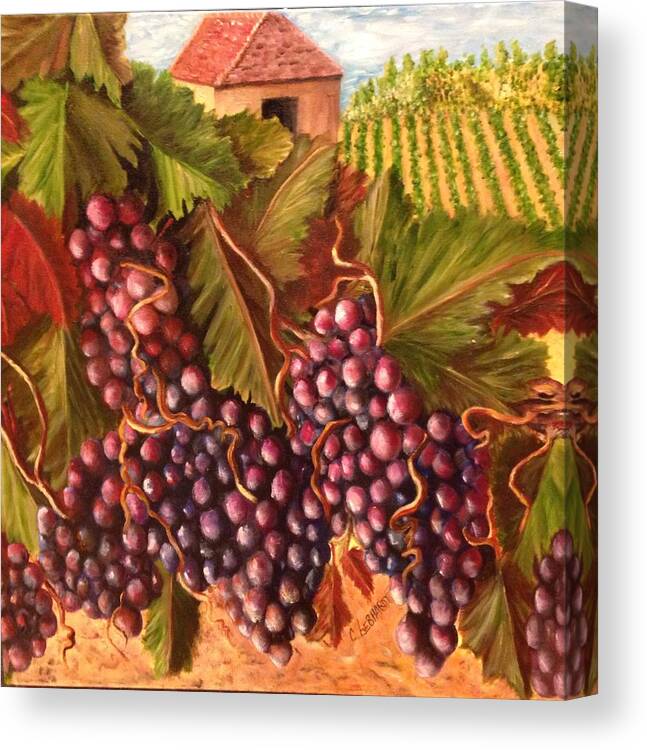 Landscape Canvas Print featuring the painting A Vineyard by Chuck Gebhardt