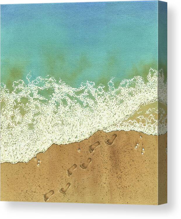 Triptych Canvas Print featuring the painting Beach Wanderer pt 1/3 Triptych by Julie Senf