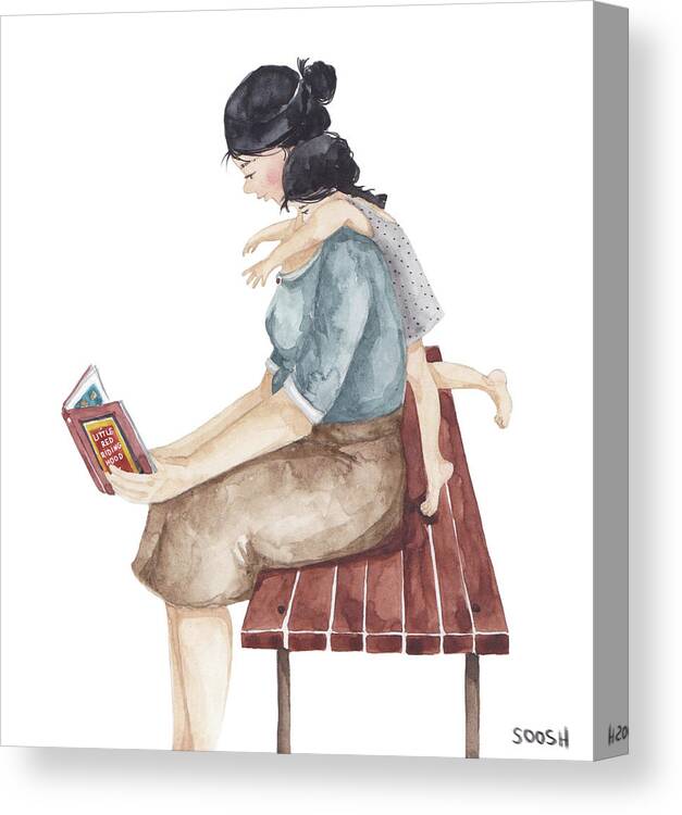 Bysoosh Canvas Print featuring the drawing Bonding time v2 by Soosh