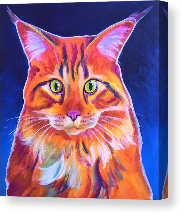 Maine Coon Canvas Print featuring the painting Cat - Cosmo by Dawg Painter