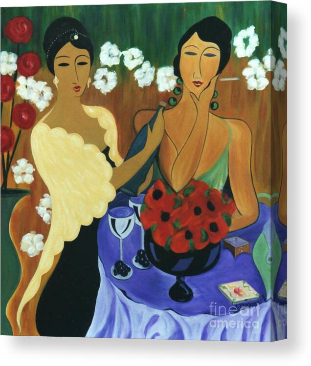 #female Canvas Print featuring the painting Celebration by Jacquelinemari