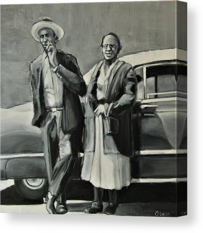 Vintage Car Canvas Print featuring the painting Chicago Gothic by Jean Cormier