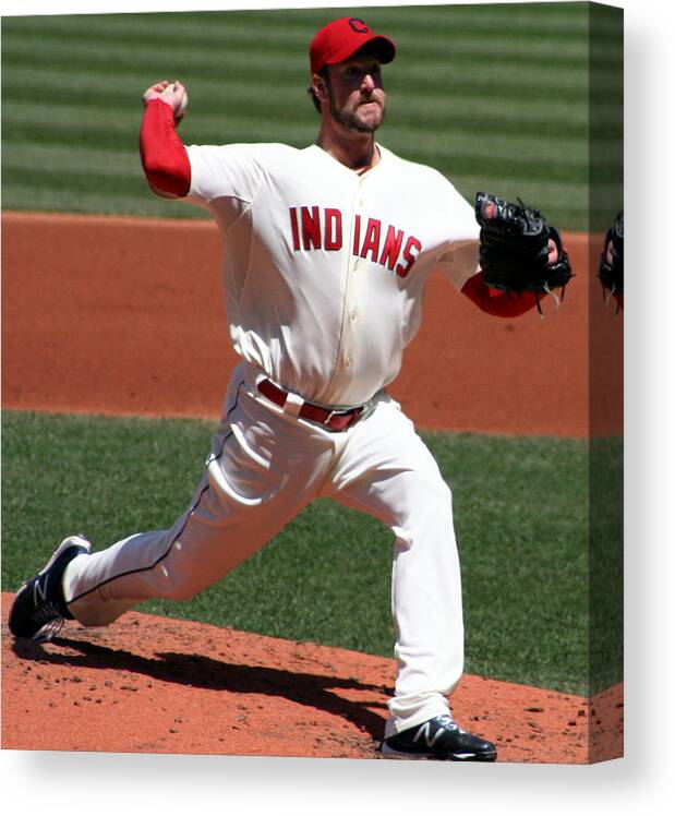 Horizontal Photo Canvas Print featuring the photograph Cleveland Indians Pitcher by Valerie Collins