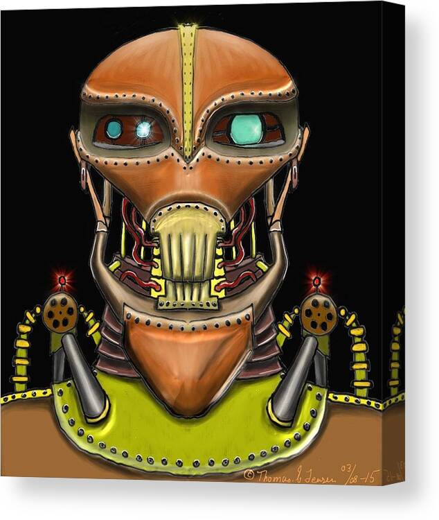 Mekanik Canvas Print featuring the painting Cobber Bot. by ThomasE Jensen