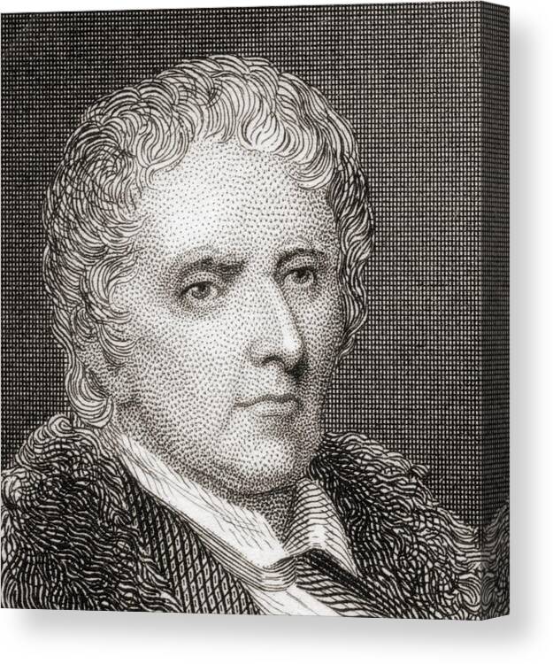 Portrait Canvas Print featuring the drawing Daniel Boone 1734 To 1820. American by Vintage Design Pics