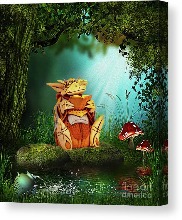 Surreal Canvas Print featuring the digital art Dragon Tales by Kathy Kelly