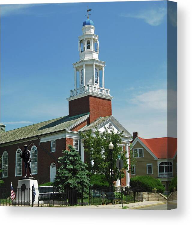 Winthrop Canvas Print featuring the photograph First Church of Winthrop by Caroline Stella