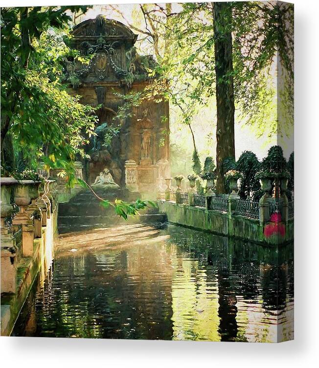 Fountain Canvas Print featuring the photograph Fontaine de Medicis by Kathy Bassett