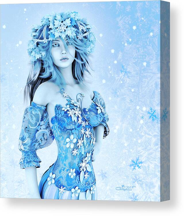 3d Canvas Print featuring the digital art For All Winter Friends by Jutta Maria Pusl