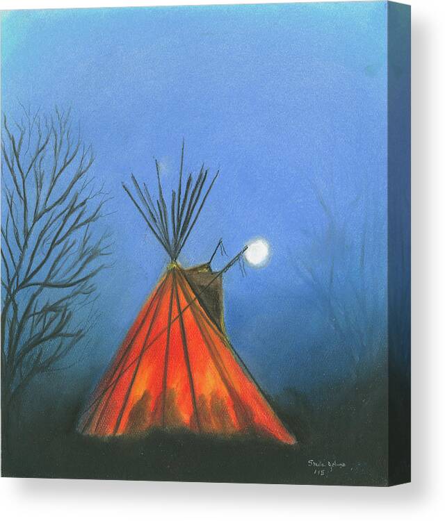 Tepee Canvas Print featuring the pastel Glowing Tepee by Sheila Johns